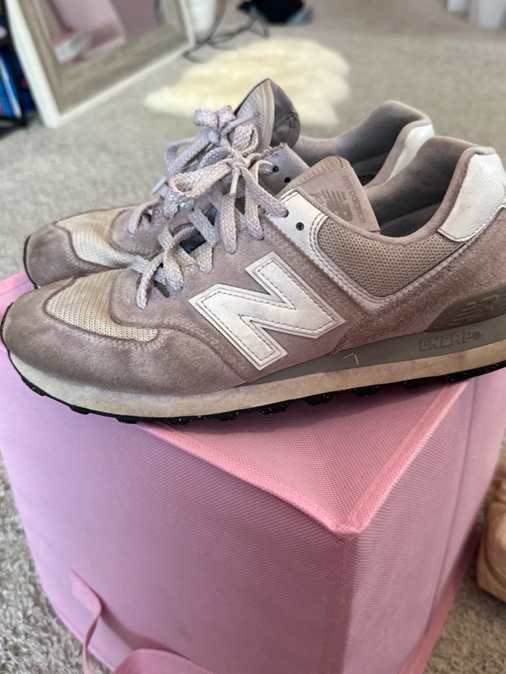New Balance White Sneakers with Navy Insole
